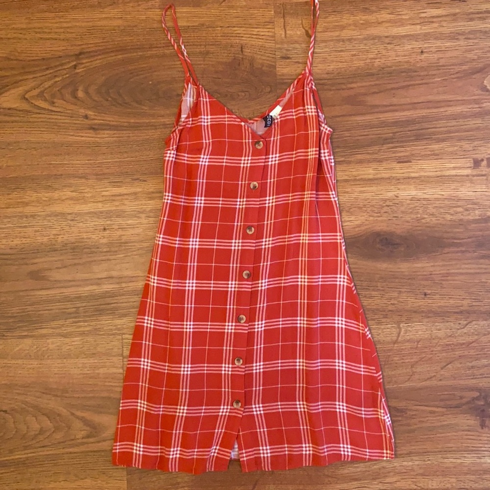 H&M Divided red plaid dress size 4